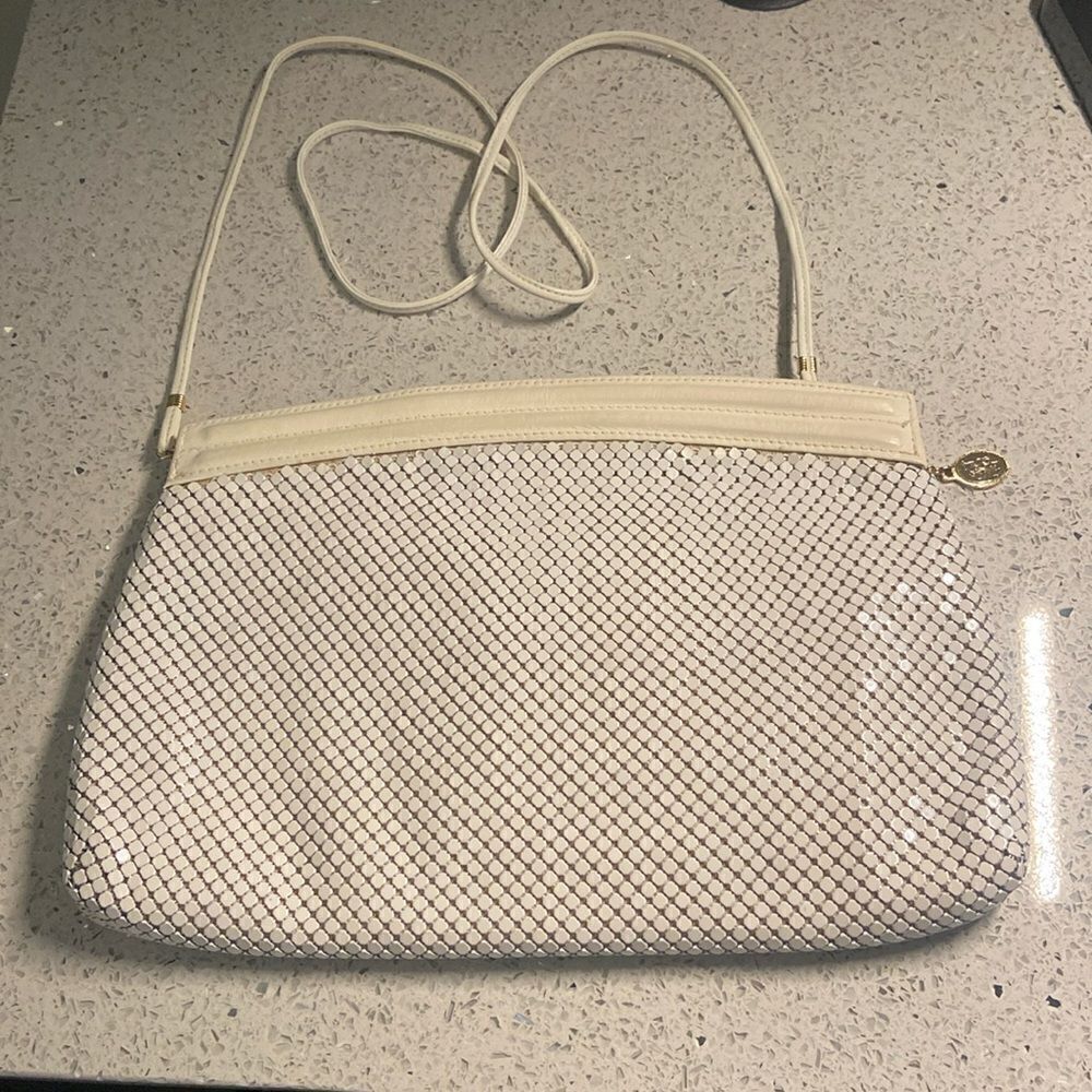 Vintage Whiting and Davis White Mesh Crossbody Purse